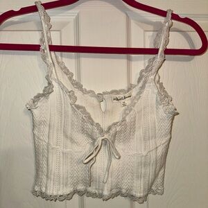 for Love & Lemons White Lace Trim Top